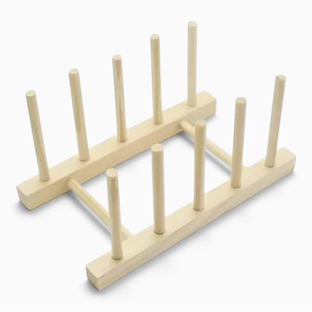 Étagère drainage bois pour cuisine facilitant séchage et rangement