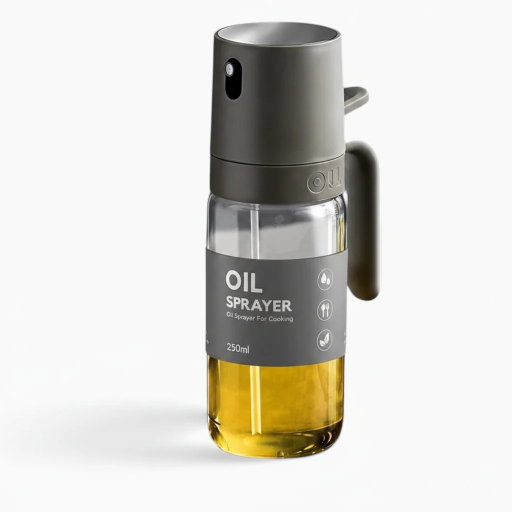 Flacon spray pour huile cuisine design épuré en verre durable avec pompe de distribution