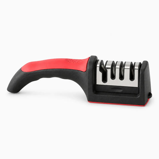Aiguiseur couteau pierre noir avec quatre segments d'affûtage pour lames de cuisine
