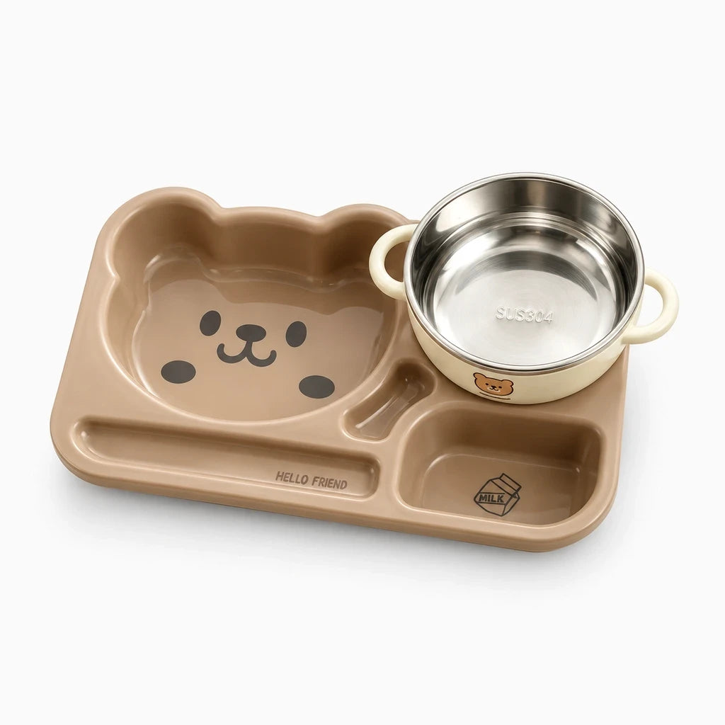 Plateau repas enfant réutilisable à compartiments multiples en plastique durable
