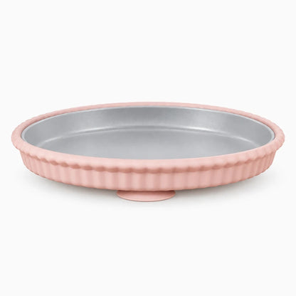 Assiette inox rose, bleu, beige ou vert avec pourtour silicone ergonomique