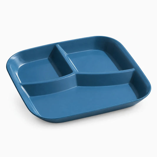 Assiette plastique dur carrée avec trois compartiments pour aliments séparés