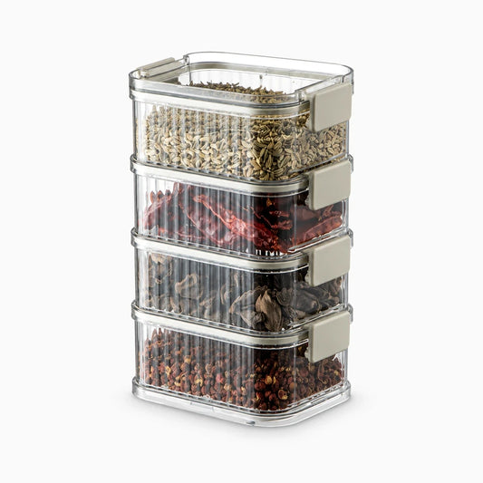 Boîte de rangement cuisine transparente empilable à plusieurs niveaux pour organiser les aliments secs