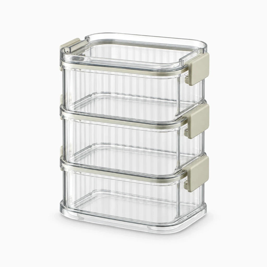 Boîte rangement cuisine modulable en acrylique avec compartiments accessibles pour pâtes et céréales