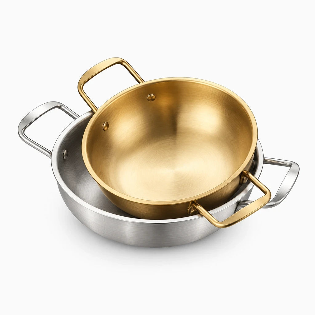 Casserole poêle inox à usage régulier en cuisine et repas en plein air