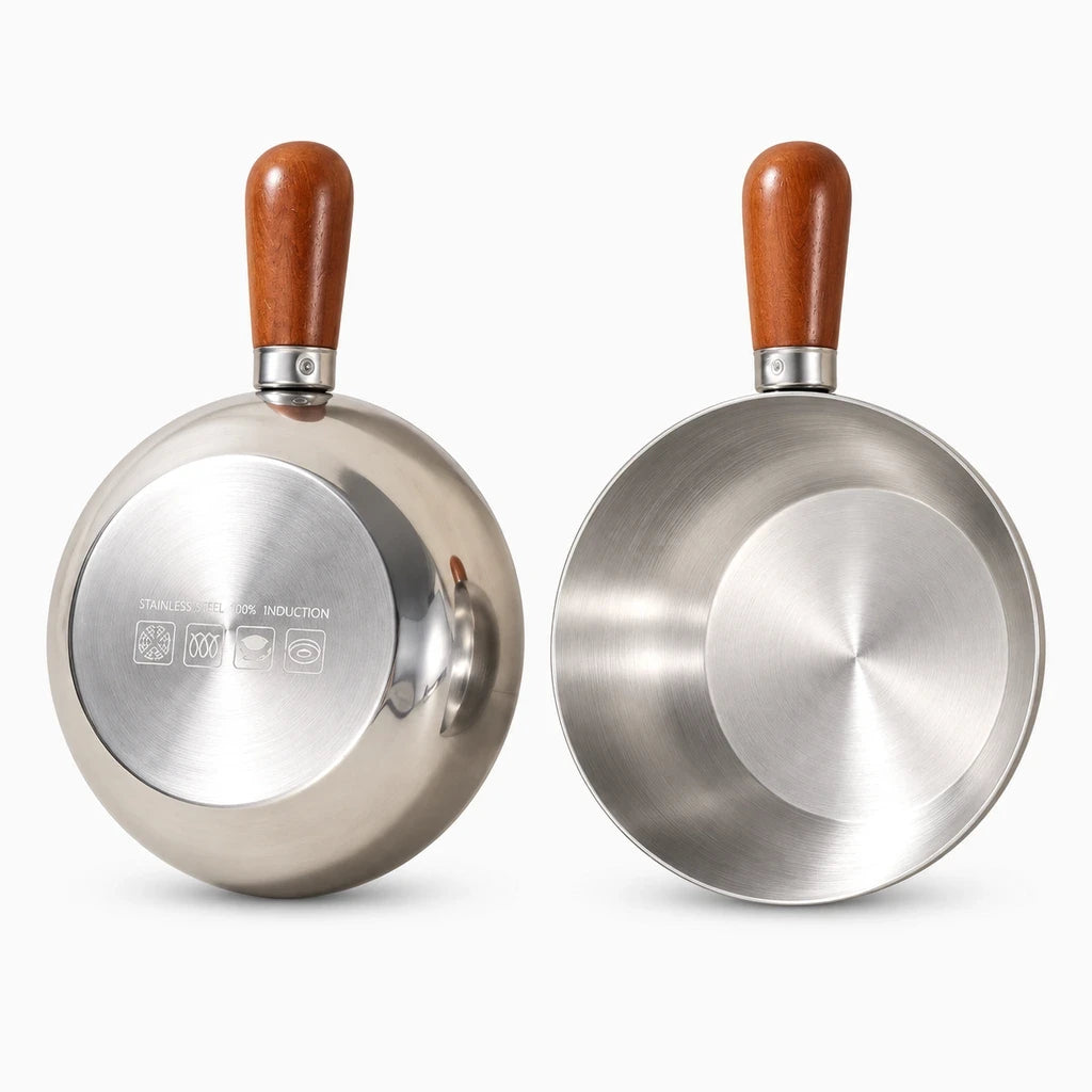 Casserole induction en acier inoxydable brillant, idéale pour mijotage et sauces