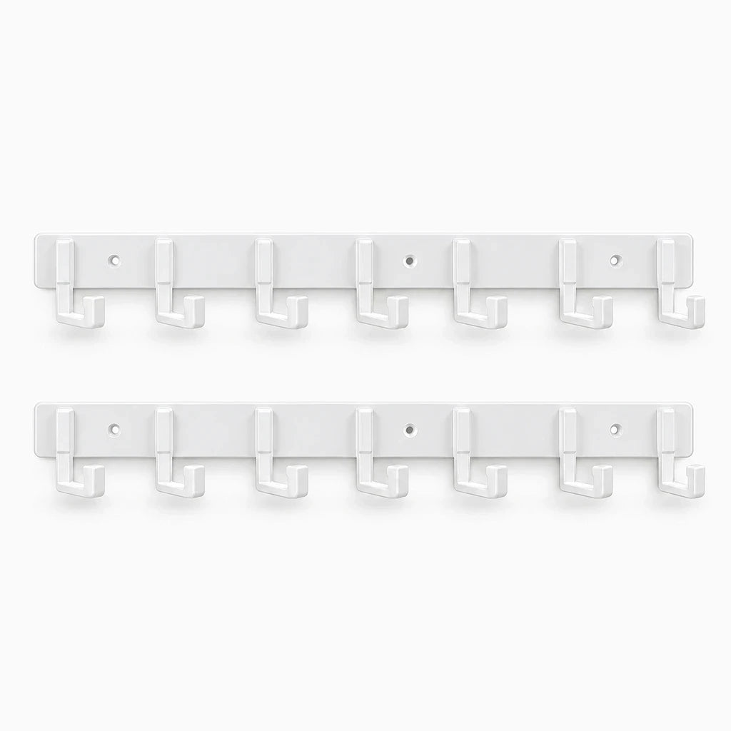 Crochet cuisine aluminium blanc fixation sans perçage pour ustensiles muraux