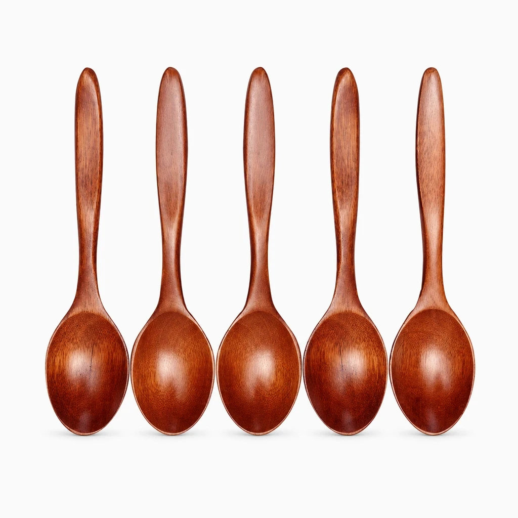 Lot de 5 cuillères en bois pour cuisiner, ustensiles de mélange et service