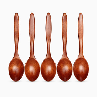 Lot de 5 cuillères en bois pour cuisiner, ustensiles de mélange et service