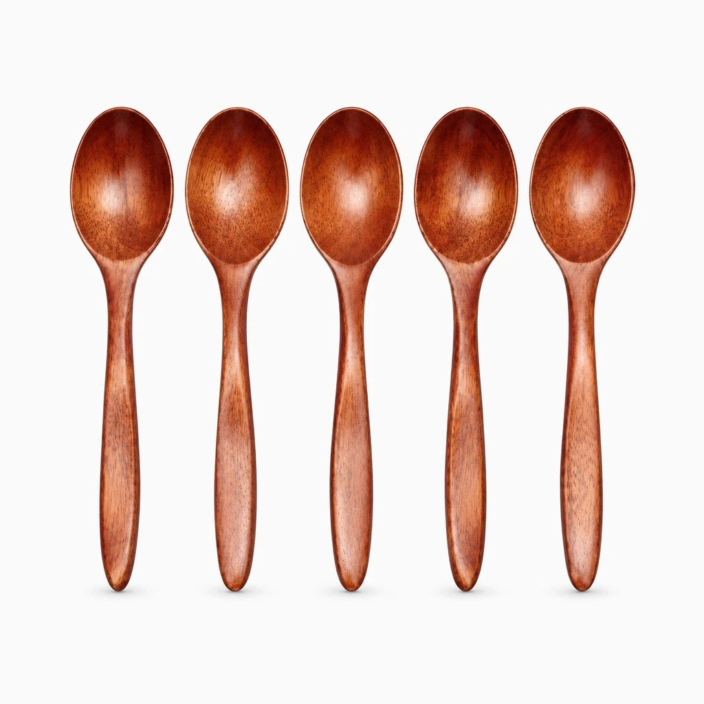Cuillères en bois naturel, ustensiles durables de cuisine au design épuré
