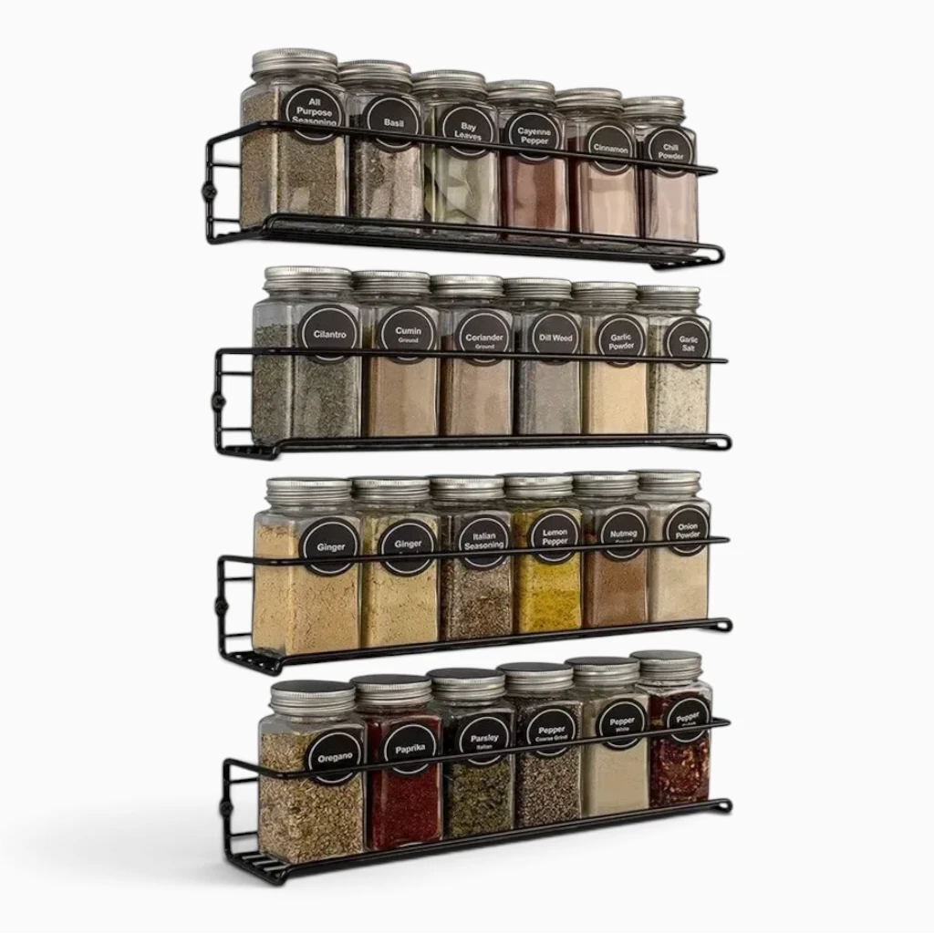 Étagère épice cuisine minimaliste en métal gris clair adaptée à tous les styles de décoration