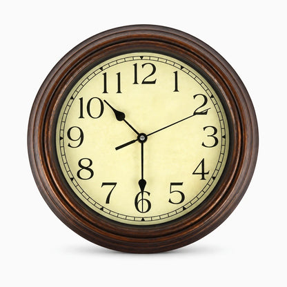 Horloge murale pour cuisine au style rétro, teinte marron sobre et intemporelle