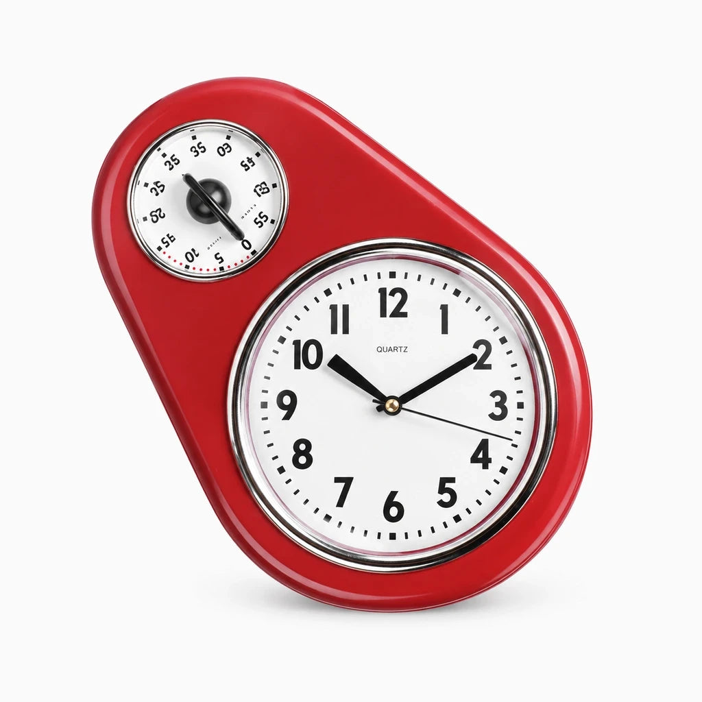 Détail du cadran d'horloge pour cuisine, minuterie pratique pour suivre les temps de cuisson en cuisine