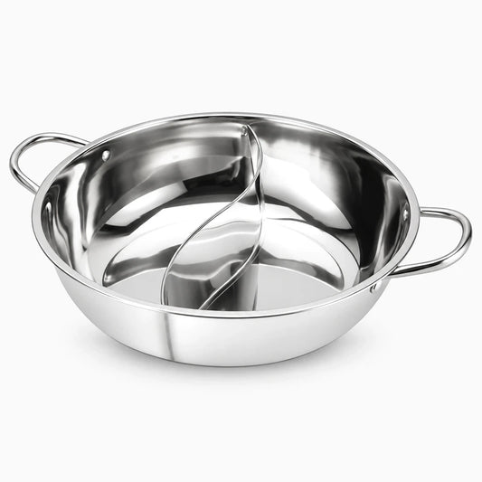 Marmite cuisine 28 cm en acier inoxydable avec double compartiment pour cuisson simultanée