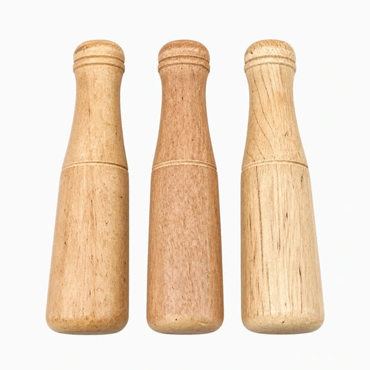 Lot de trois pilons de cuisine en bois pour moudre épices et herbes