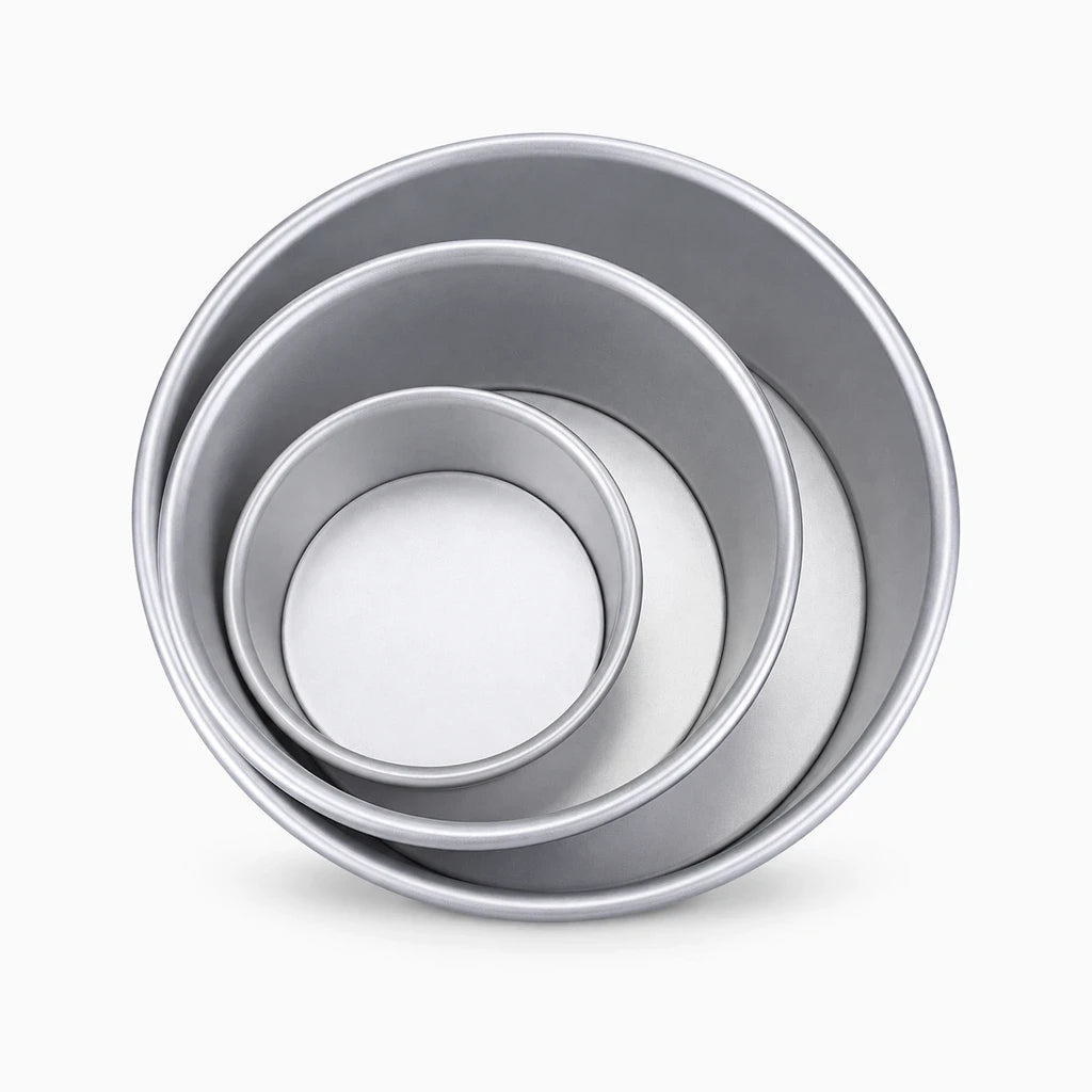 Moule à gâteau rond en aluminium avec revêtement antiadhésif, disponible en cinq diamètres