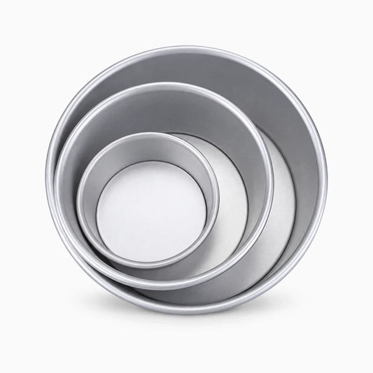 Moule à gâteau rond en aluminium avec revêtement antiadhésif, disponible en cinq diamètres