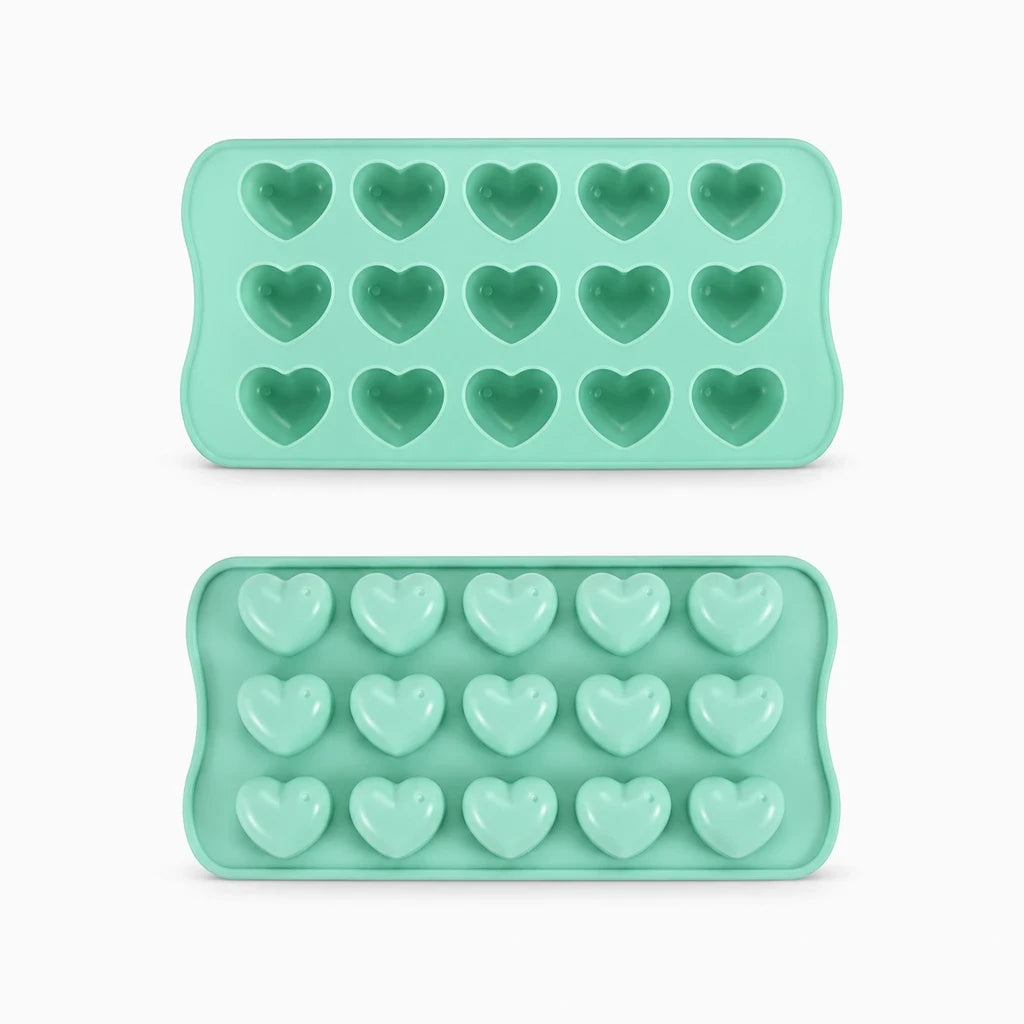 Moule silicone cœurs présentant des portions nettes prêtes à être démoulées