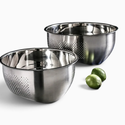 Passoire cuisine en acier inoxydable avec poignées ergonomiques pour rincer et égoutter