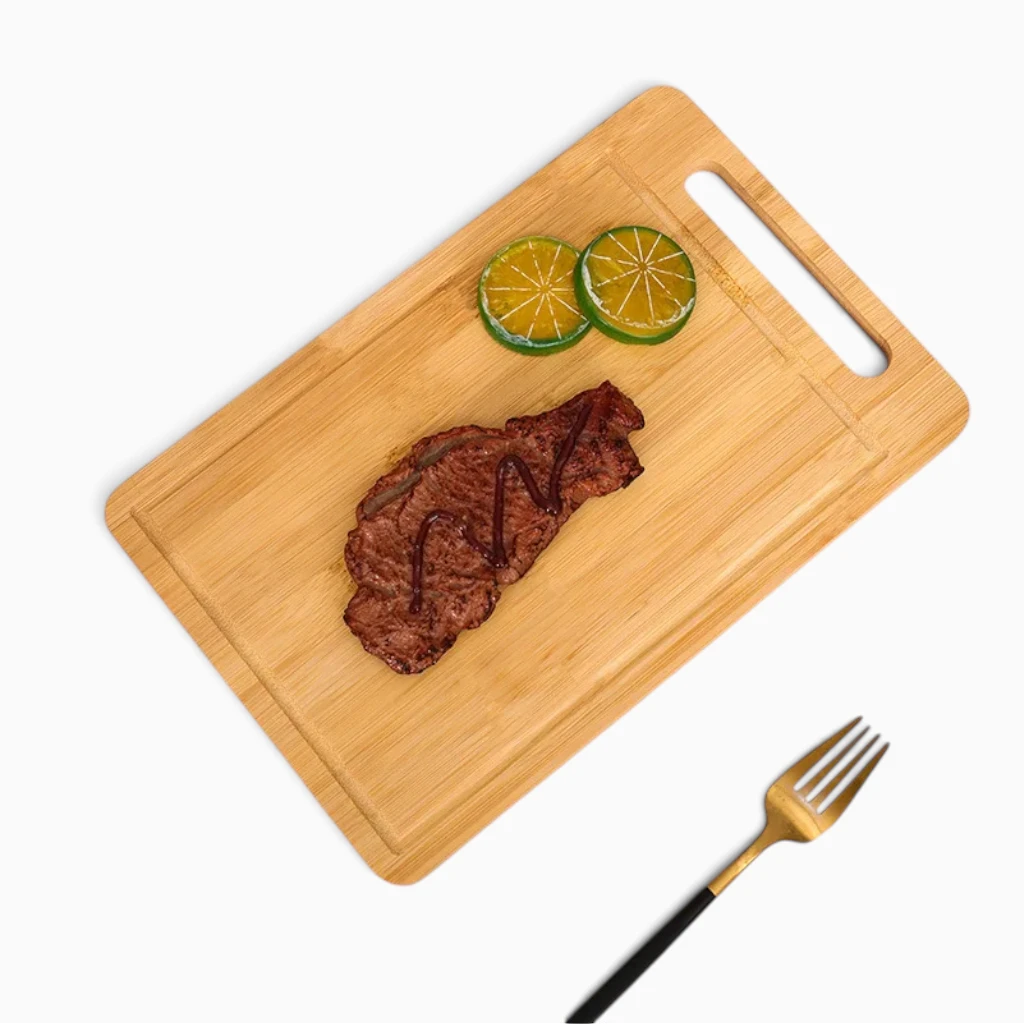 Grande planche à découper en bambou massif pour préparation de repas complets