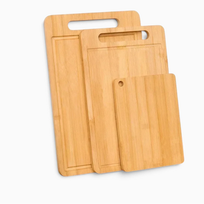 Planche à découper épaisse en bois naturel avec surfaces séparées pour légumes et fruits