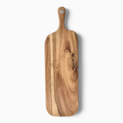 Planche en bois pour cuisine avec poignée ergonomique, idéale pour découper pain et charcuterie