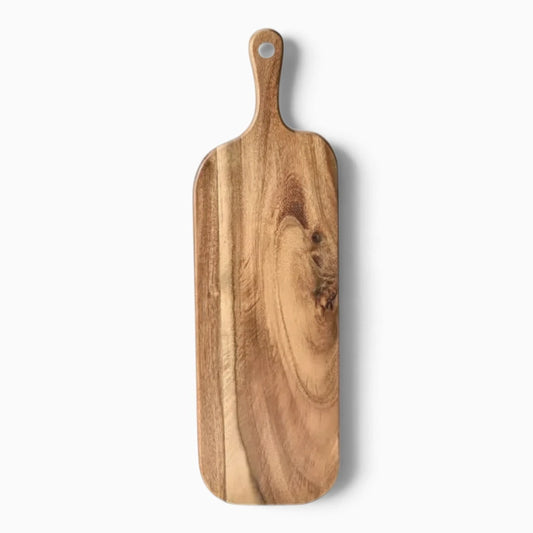 Planche en bois pour cuisine avec poignée ergonomique, idéale pour découper pain et charcuterie