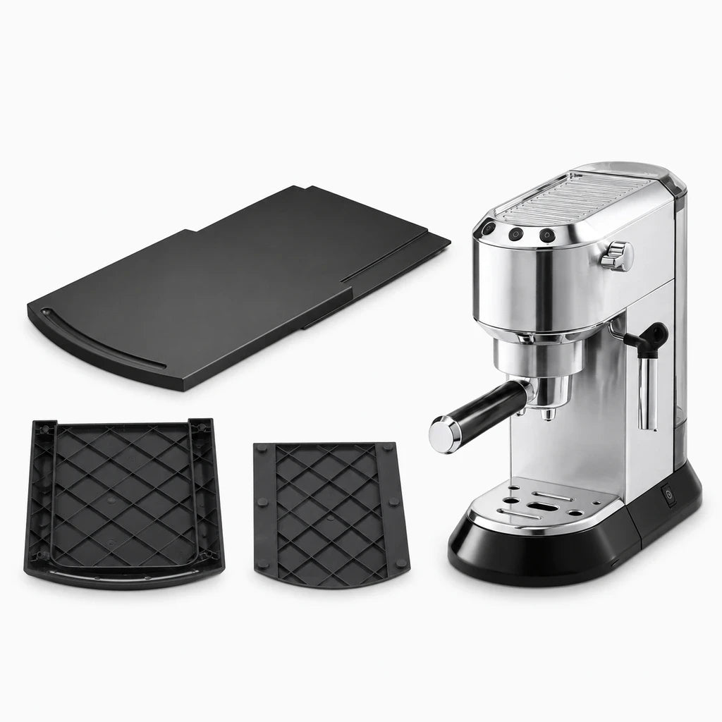 Rangement coulissant pour petit électroménager, tapis intégré protégeant le comptoir