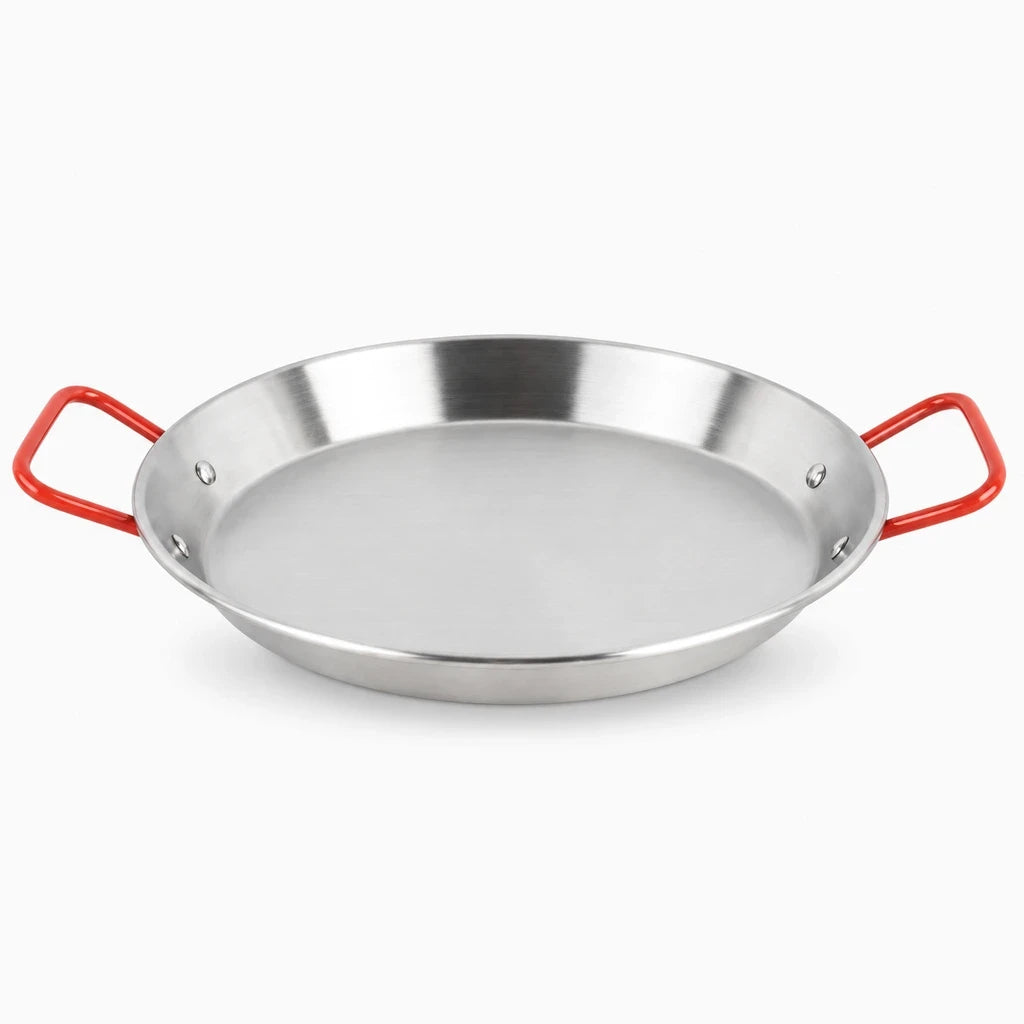 Paella poêle large surface avec poignées robustes, idéale pour grandes tablées