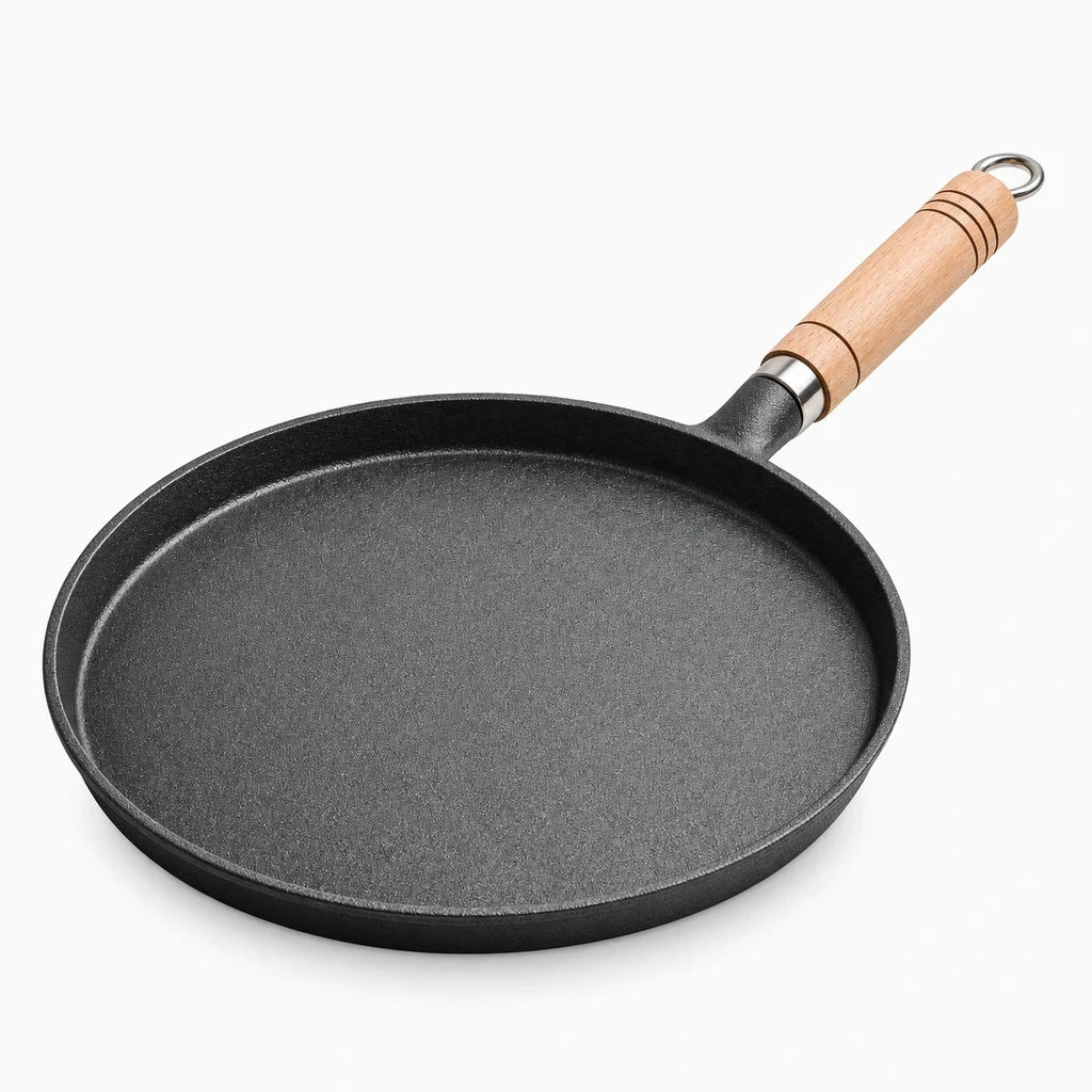 Poêle pour crêpe 26 cm en fonte, antiadhérence naturelle développée à l'usage