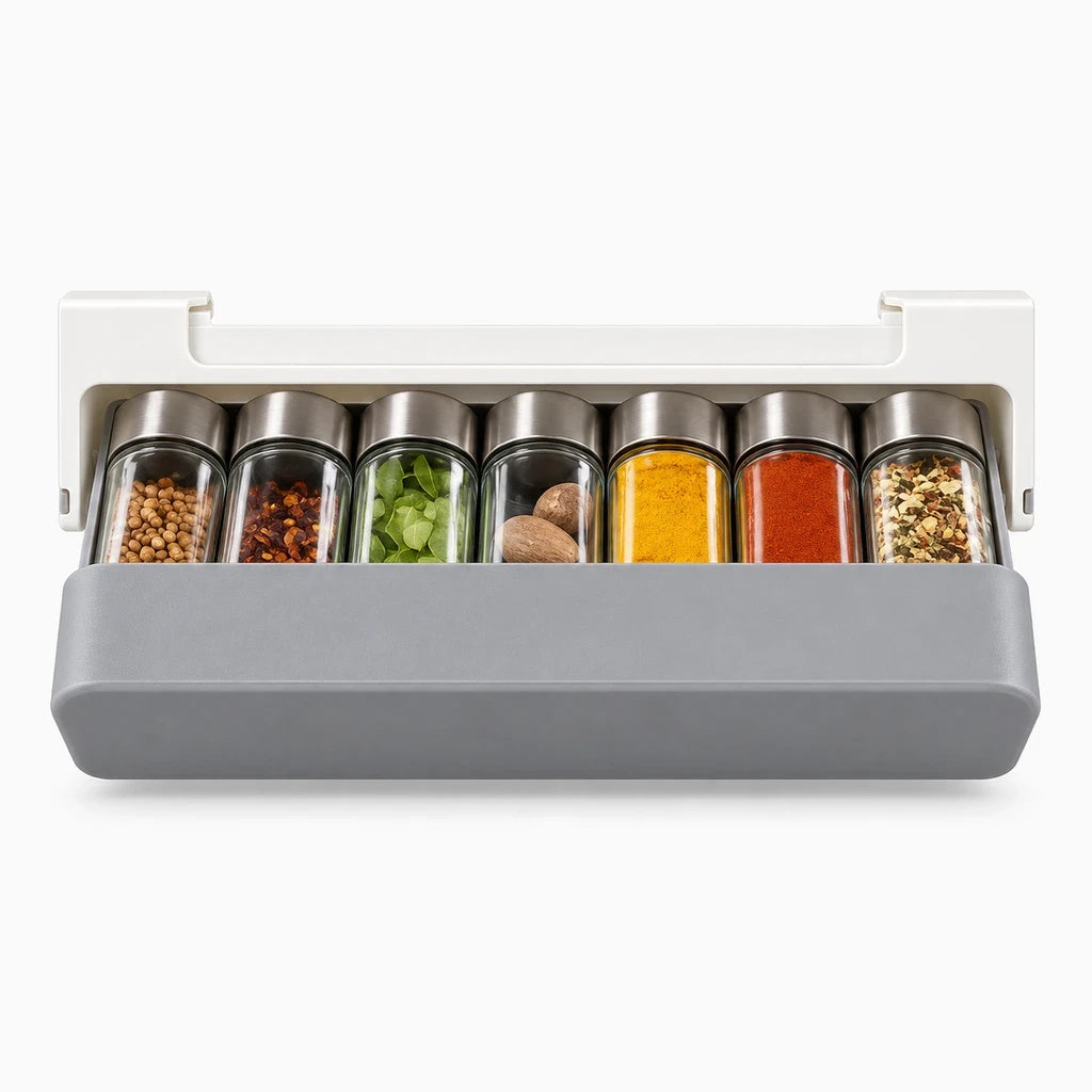 Étagère murale adhésive pour bouteilles d'assaisonnements en verre transparent