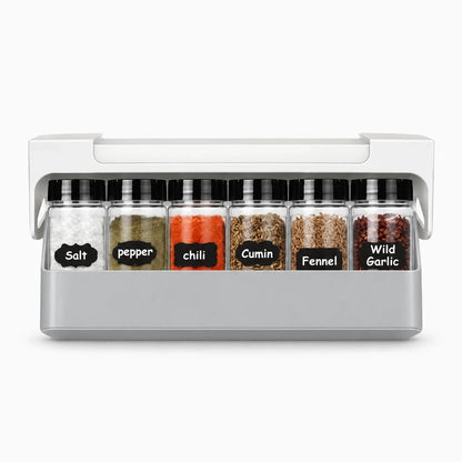 Système de rangement cuisine pour épices sans perçage avec fixation murale