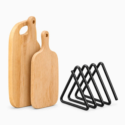 Support de rangement pour planches à découper avec séparation individuelle de chaque ustensile