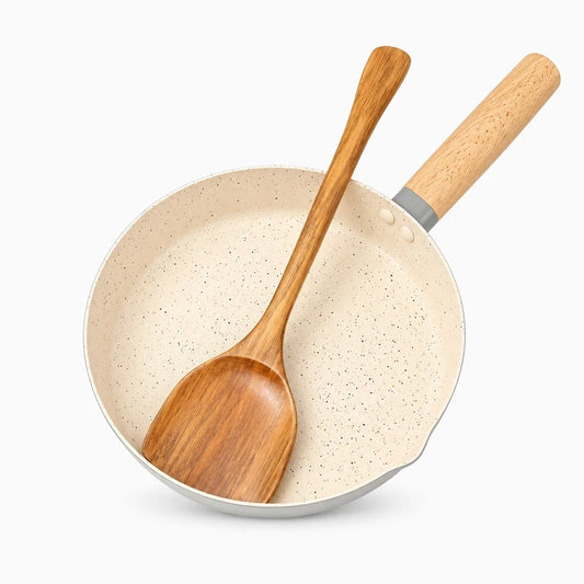 Spatule bois cuisine avec manche long, idéale pour remuer et retourner sans rayer les poêles antiadhésives