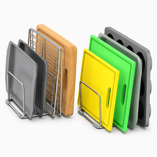 Support planche à découper en acier inoxydable avec rangement vertical pour cuisines organisées
