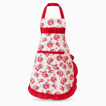 Femme portant un tablier cuisine imperméable à motif floral en cuisine