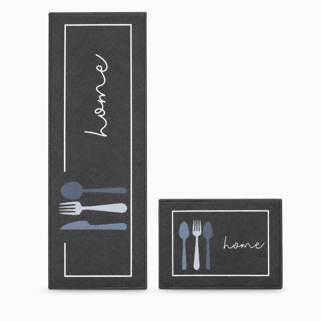 Détail de tapis de cuisine chic antidérapant, texture résistante aux taches et éclaboussures