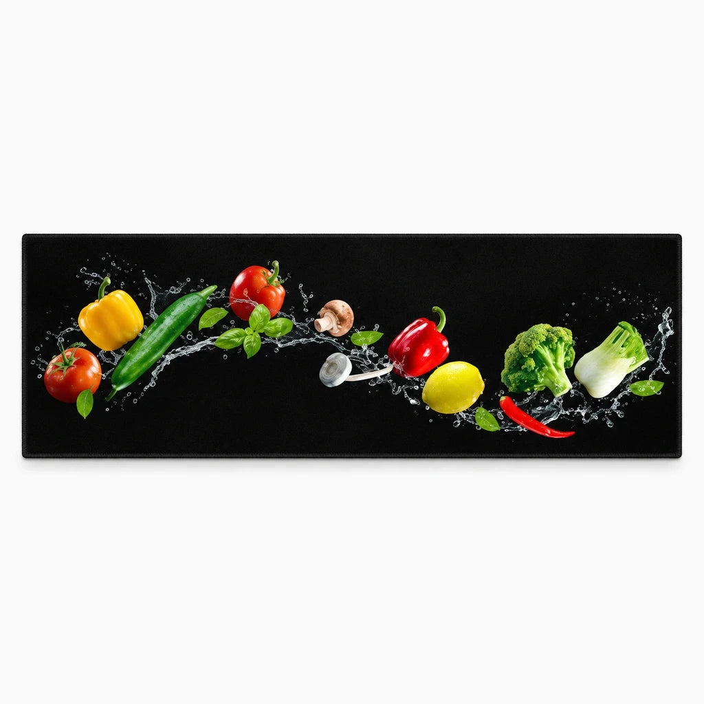 Grand tapis de cuisine chic devant plan de travail, protection durable et facile d'entretien