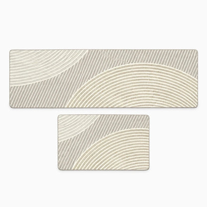 Long tapis vinyle résistant aux éclaboussures pour grande cuisine, teinte beige naturelle