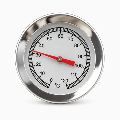 Sonde métallique pointue du thermomètre de cuisine prête à être insérée dans pâtes ou sauces