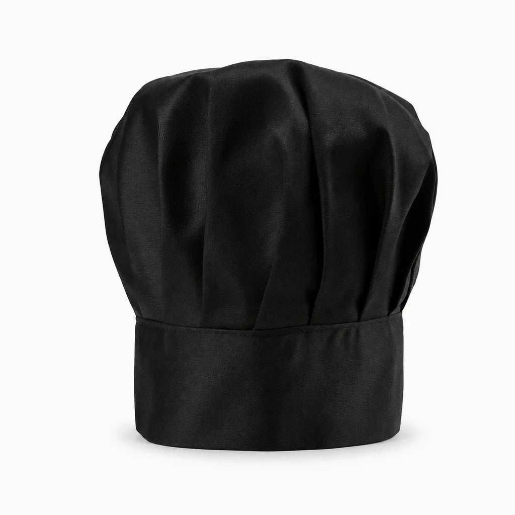 Toque cuisine en textile noir, format ajustable 22/29 cm