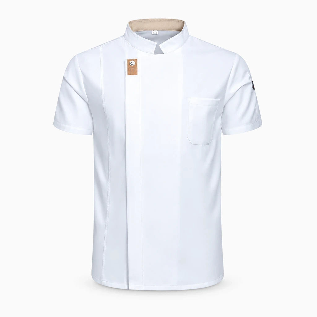 Veste cuisine femme noire avec tissu respirant, idéale pour boulangerie et mouvements répétés