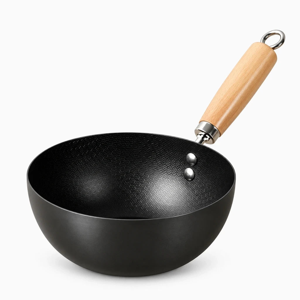 Ensemble cuisine wok disponible en plusieurs diamètres avec accessoires couvercle